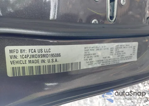 2021 Jeep Cherokee Limited 4X4 z USA, uszkodzony, nr VIN 1C4PJMDX9MD195086